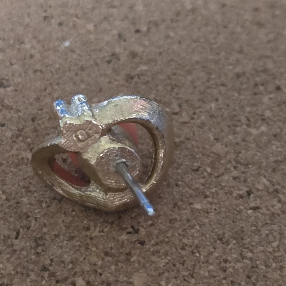 Vintage Avon Mirror Image Gold Tone and Peach Stone Stud Earrings - Picture 3 of 7